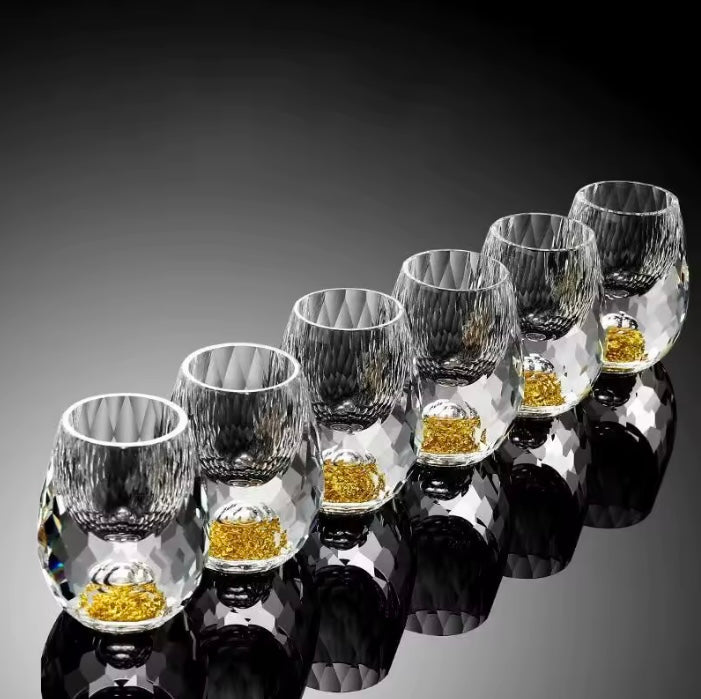 Luxe Crystal Gold-Base Shot Glass Set™️