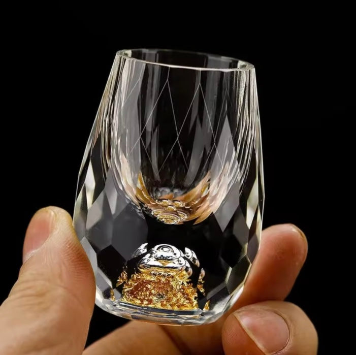 Luxe Crystal Gold-Base Shot Glass Set™️